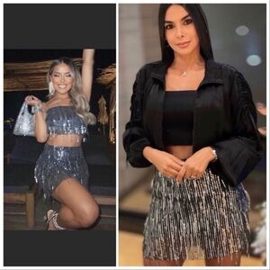 ZARA SEQUIN SKORT Size Large